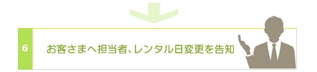 お客様へ担当者、レンタル日変更を告知
